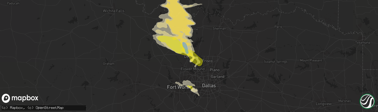 Hail map in Denton, TX on May 4, 2020