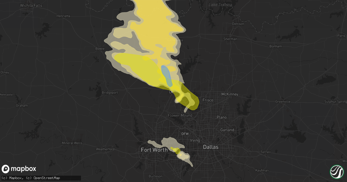 Hail map in Denton, TX on May 4, 2020