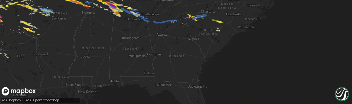 Hail map in Georgia on May 4, 2020