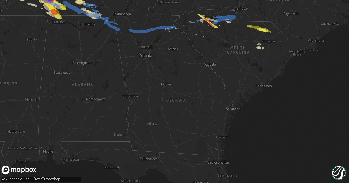 Hail map in Georgia on May 4, 2020