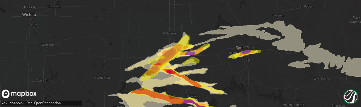 Hail map in Joplin, MO on May 4, 2020