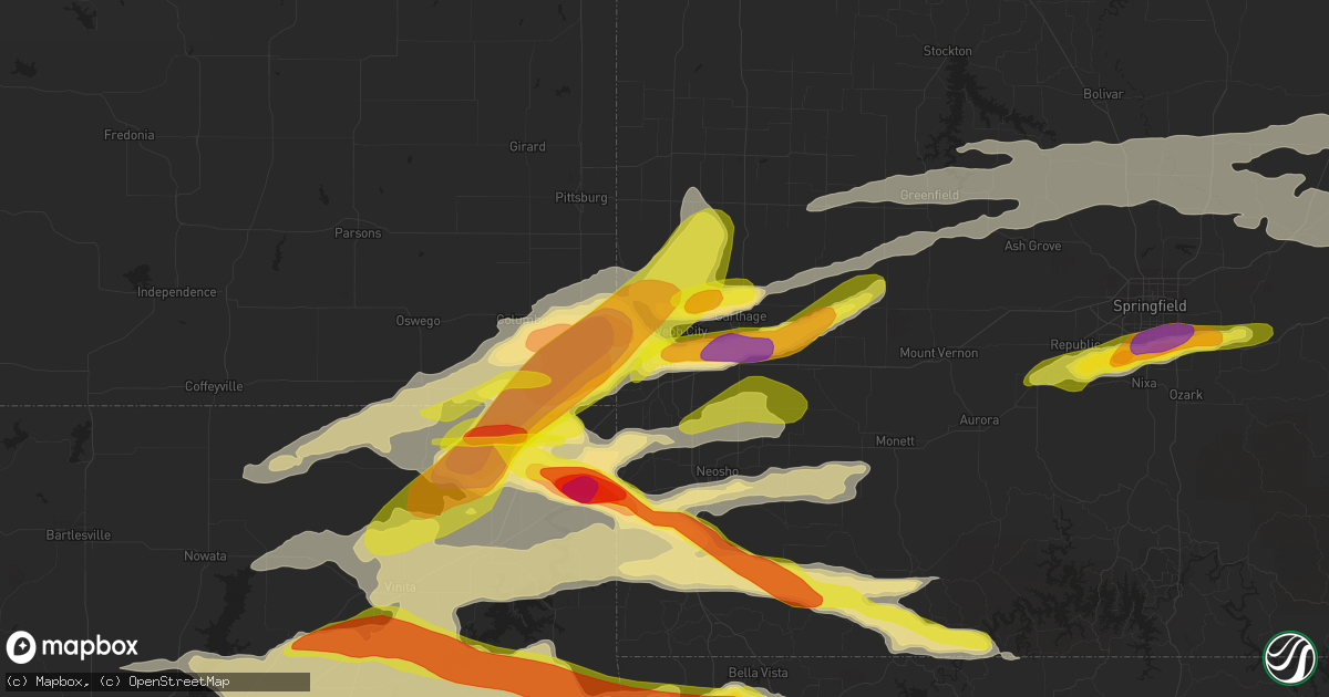 Hail map in Joplin, MO on May 4, 2020
