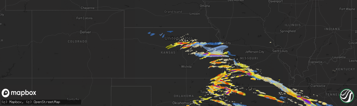 Hail map in Kansas on May 4, 2020