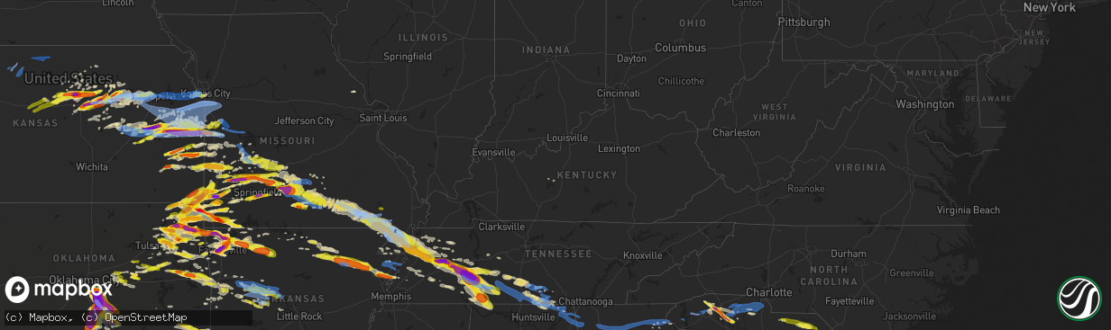 Hail map in Kentucky on May 4, 2020