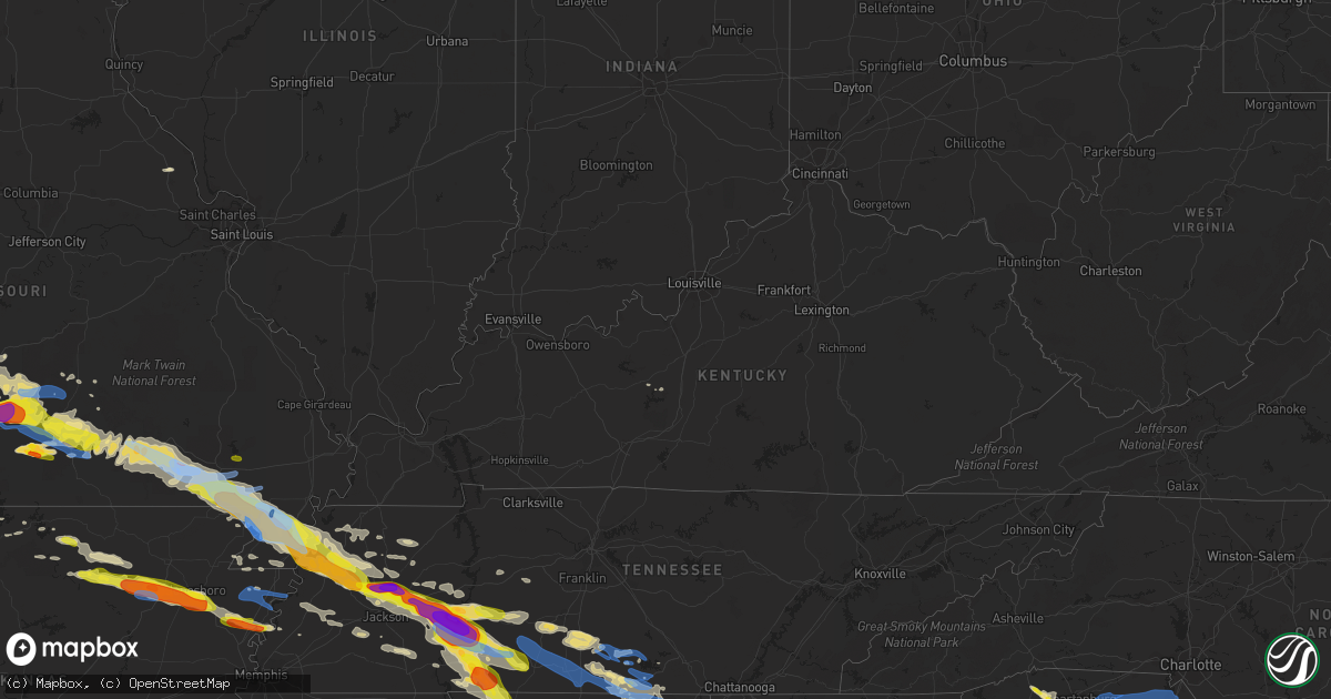 Hail map in Kentucky on May 4, 2020