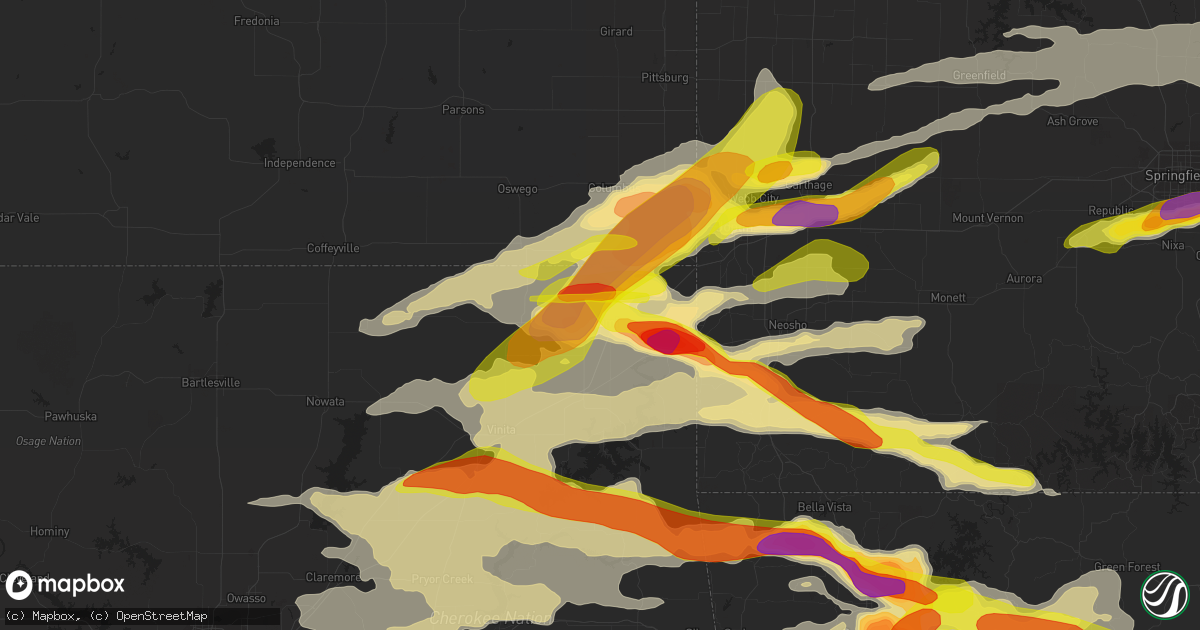 Hail map in Miami, OK on May 4, 2020