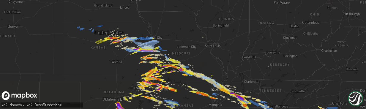 Hail map in Missouri on May 4, 2020