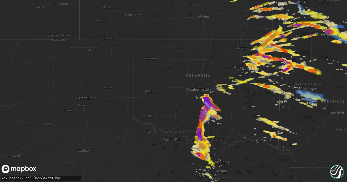Hail map in Oklahoma on May 4, 2020