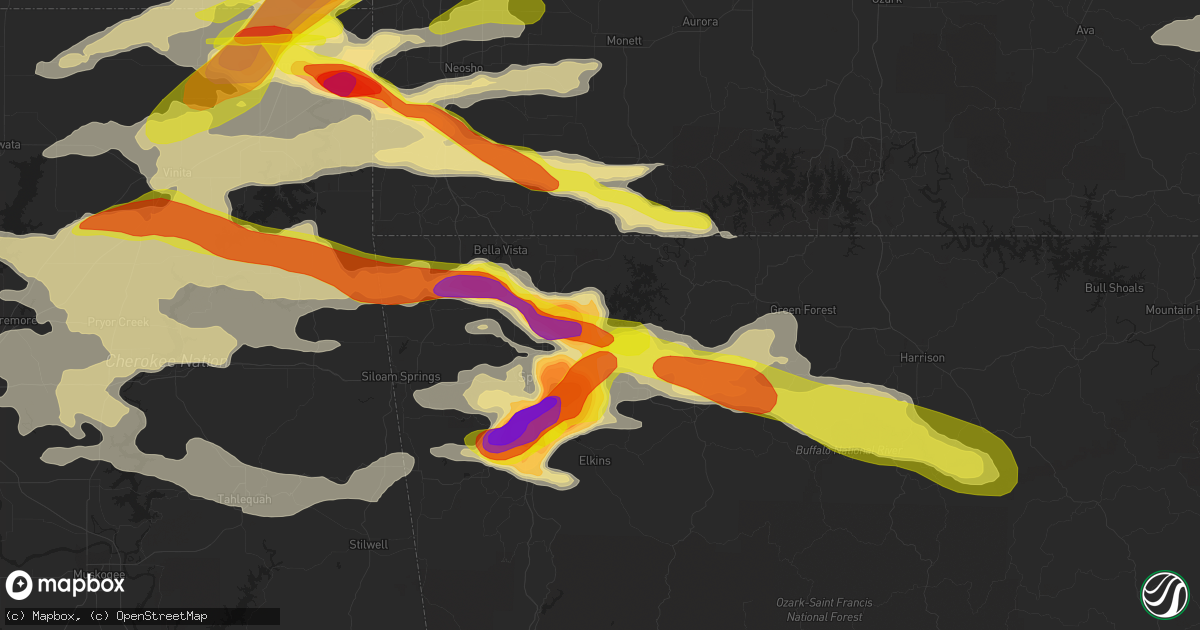 Hail map in Rogers, AR on May 4, 2020