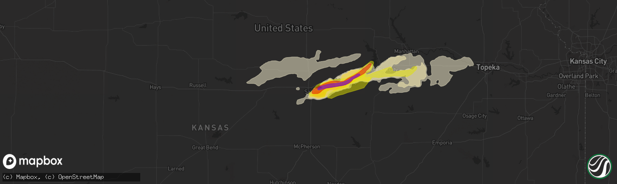 Hail map in Salina, KS on May 4, 2020