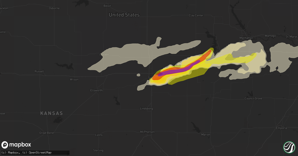 Hail map in Salina, KS on May 4, 2020