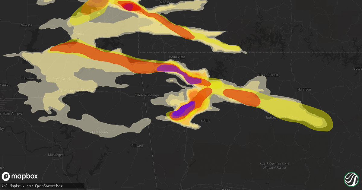 Hail map in Springdale, AR on May 4, 2020
