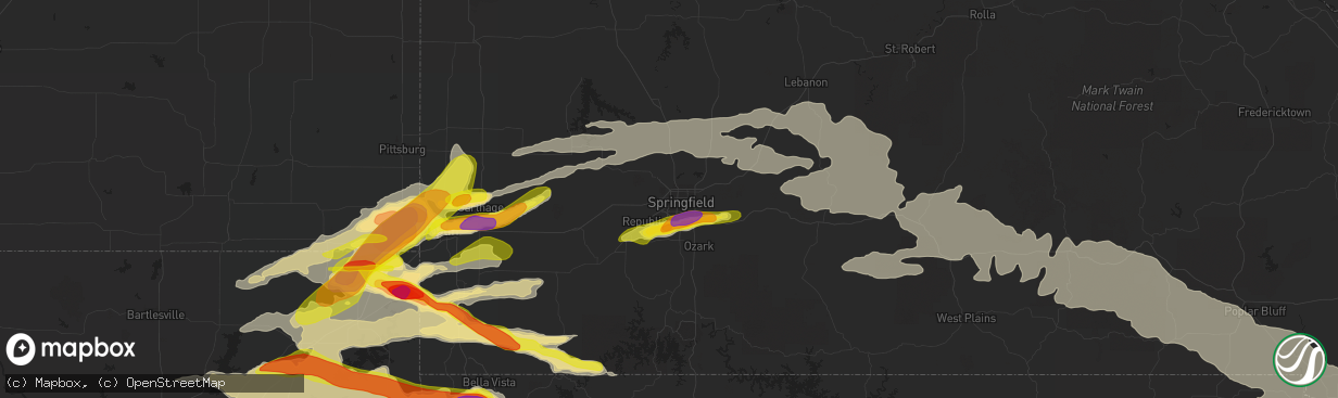 Hail map in Springfield, MO on May 4, 2020