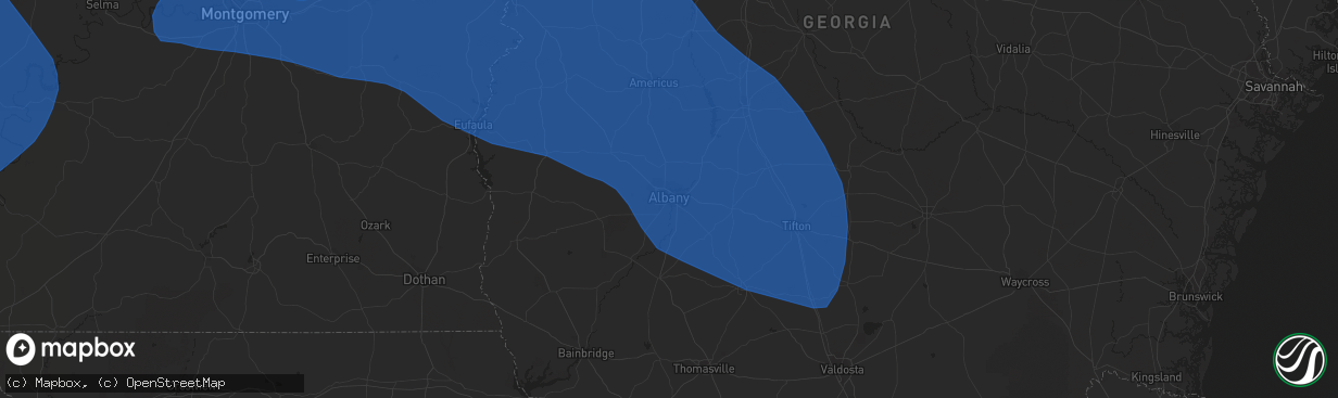 Hail map in Albany, GA on May 4, 2021
