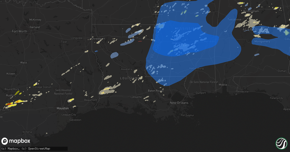 Hail map in Louisiana on May 4, 2021