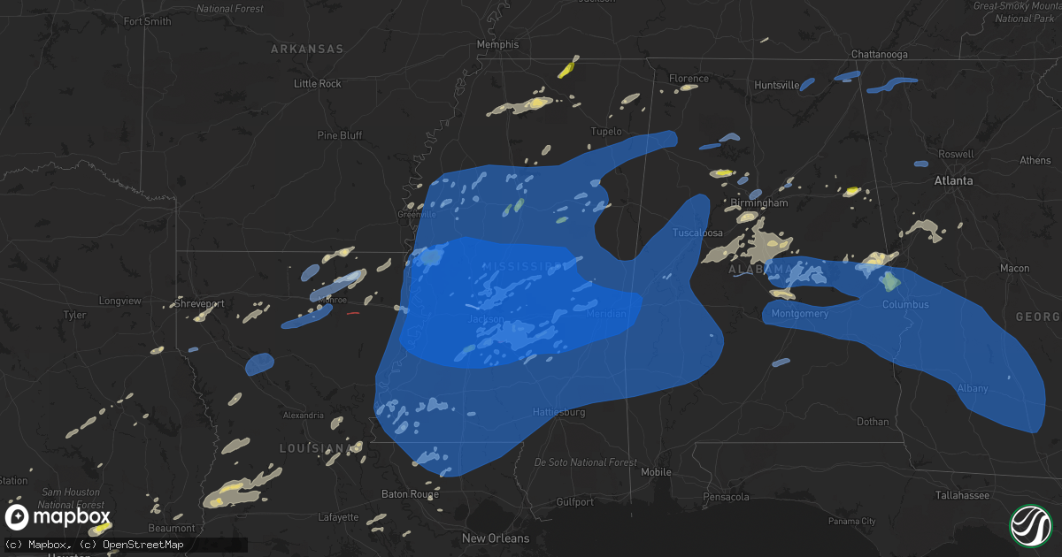 Hail map in Mississippi on May 4, 2021
