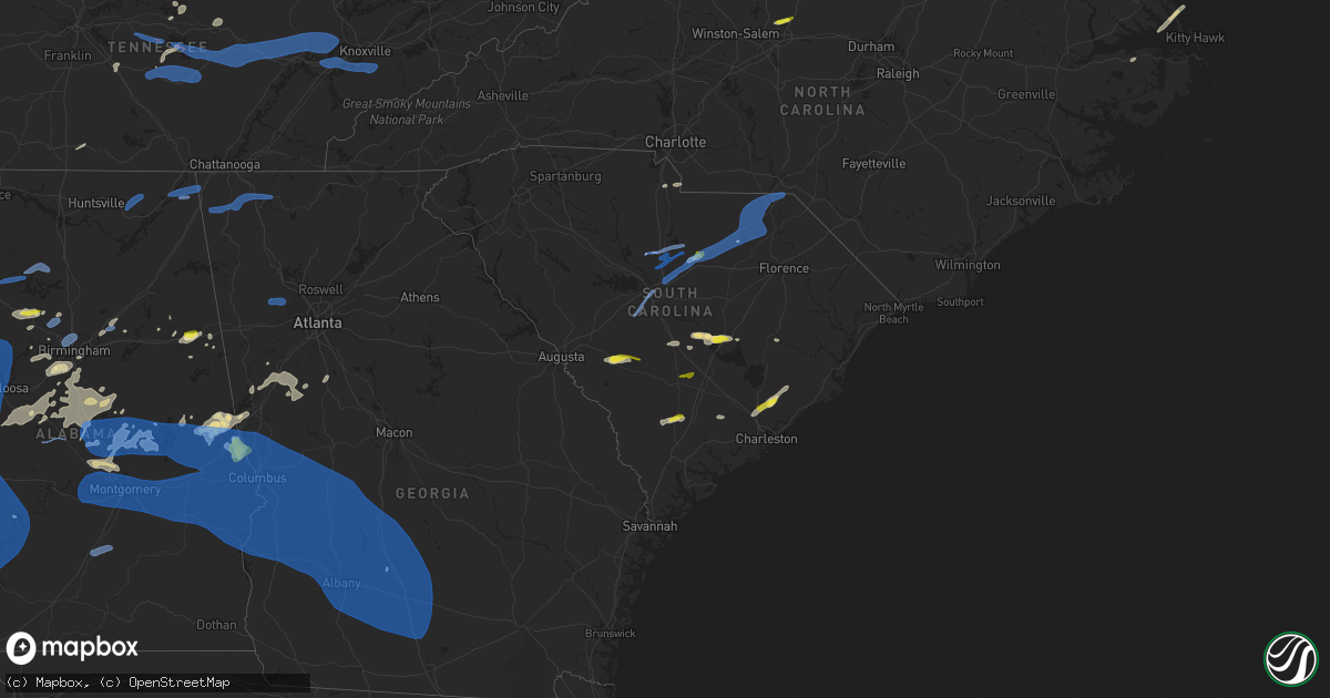 Hail map in South Carolina on May 4, 2021