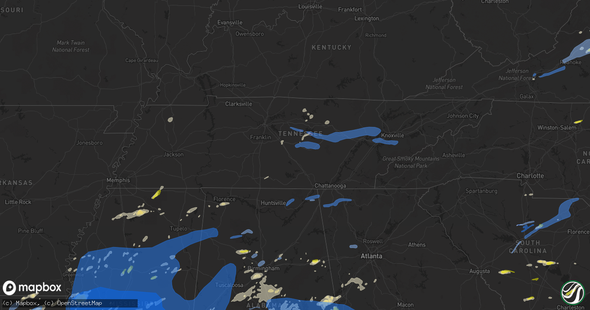 Hail map in Tennessee on May 4, 2021