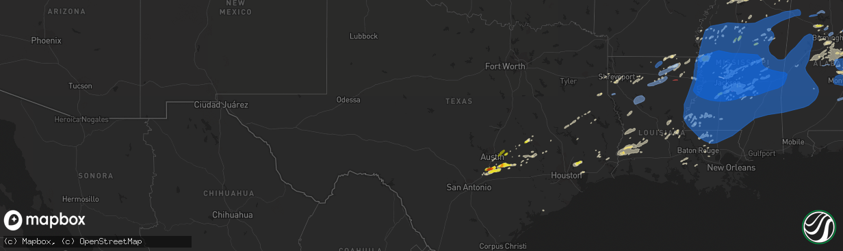 Hail map in Texas on May 4, 2021