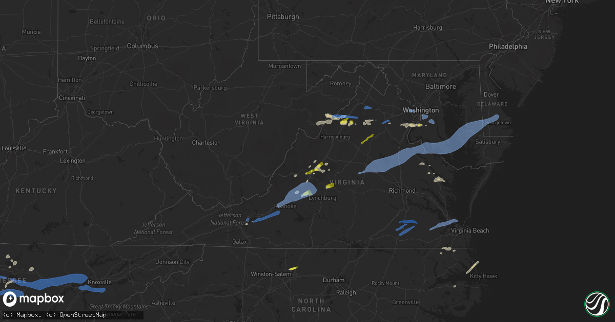 Hail map in Virginia on May 4, 2021