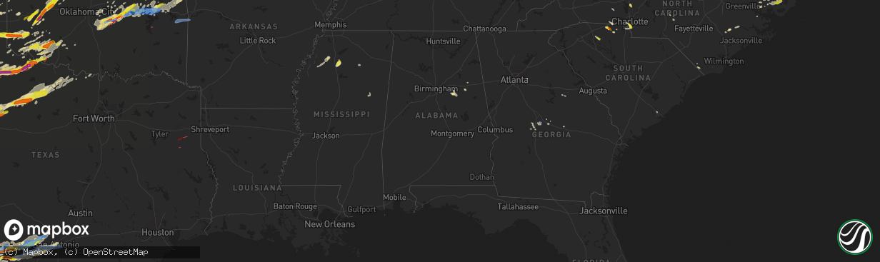 Hail map in Alabama on May 4, 2022