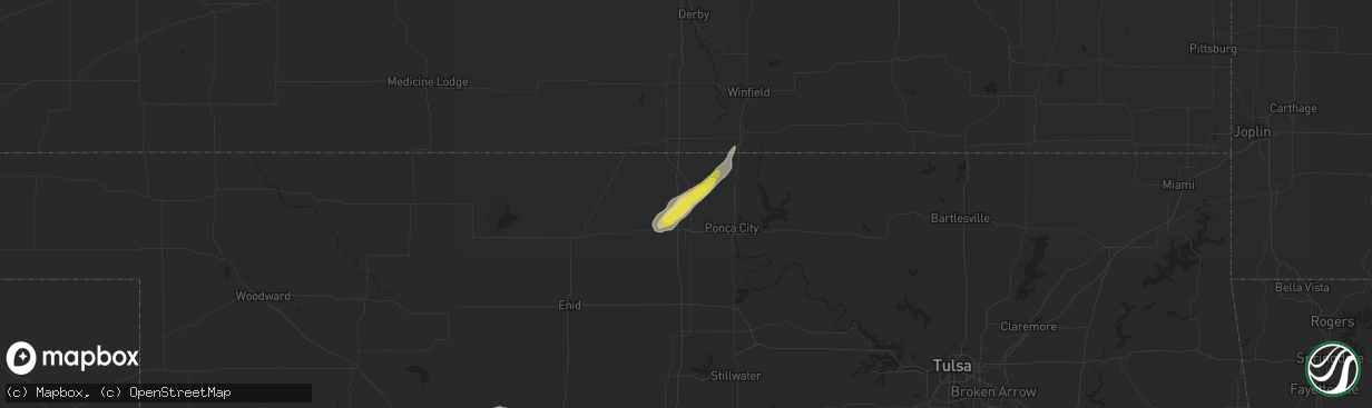 Hail map in Blackwell, OK on May 4, 2022