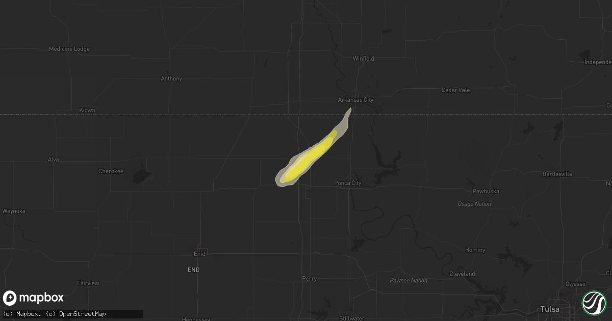 Hail map in Blackwell, OK on May 4, 2022
