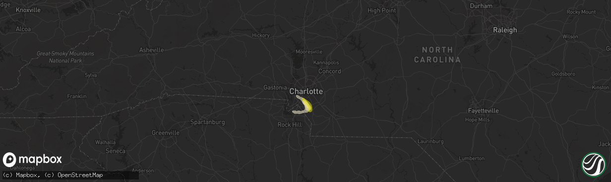 Hail map in Charlotte, NC on May 4, 2022