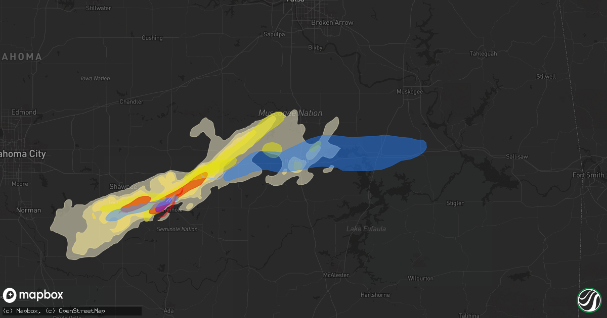 Hail map in Henryetta, OK on May 4, 2022