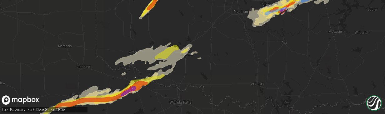 Hail map in Lawton, OK on May 4, 2022