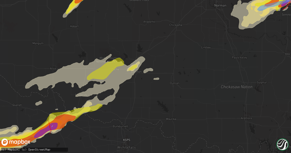 Hail map in Lawton, OK on May 4, 2022