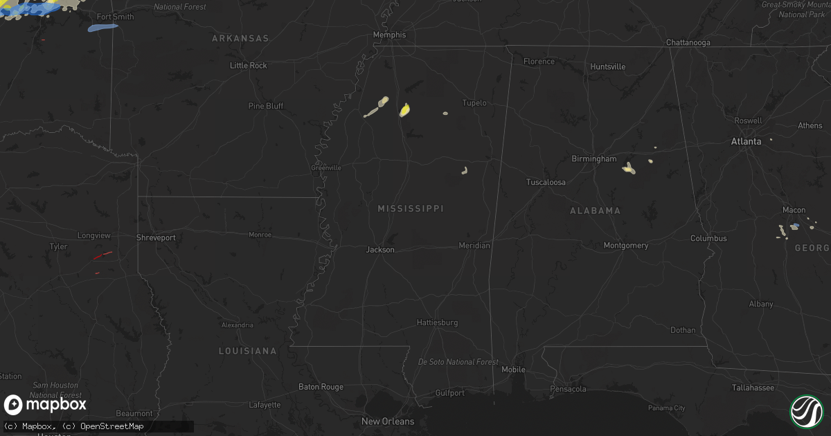 Hail map in Mississippi on May 4, 2022