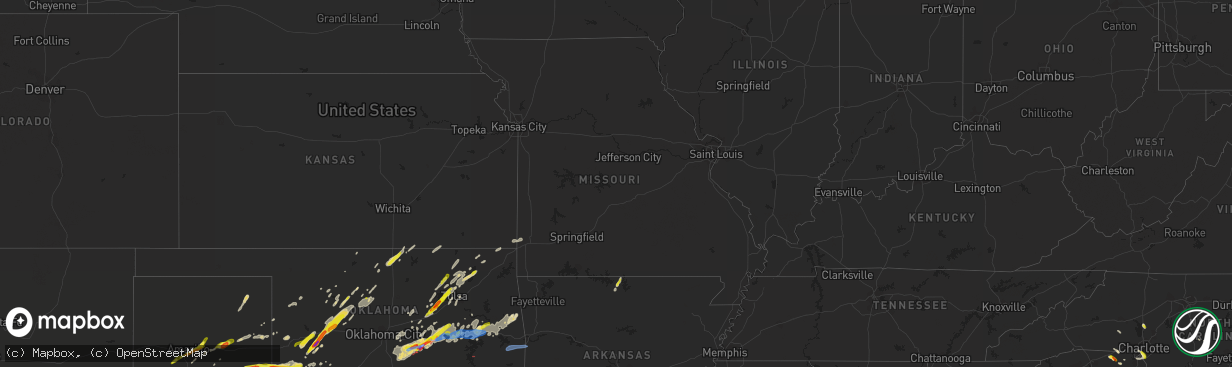 Hail map in Missouri on May 4, 2022