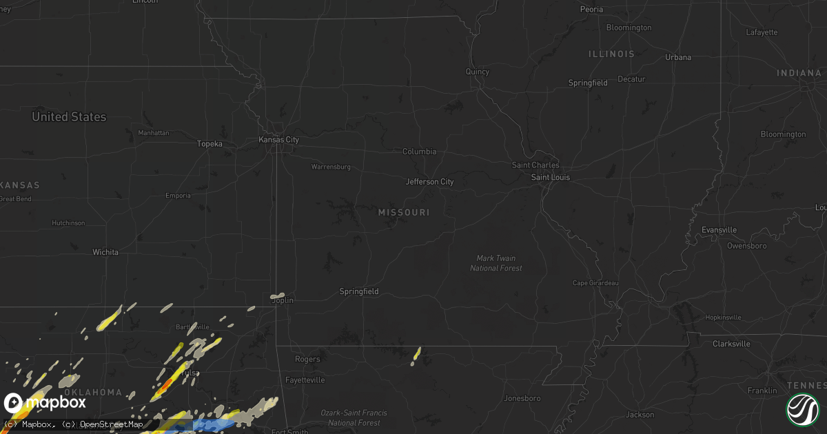 Hail map in Missouri on May 4, 2022
