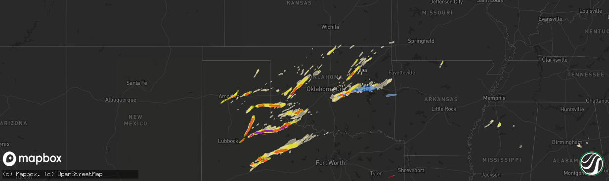 Hail map in Oklahoma on May 4, 2022