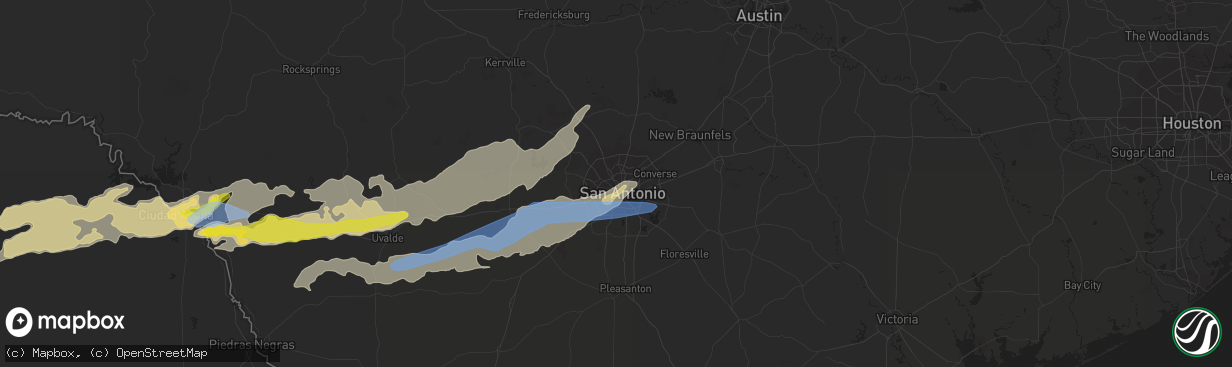 Hail map in San Antonio, TX on May 4, 2022