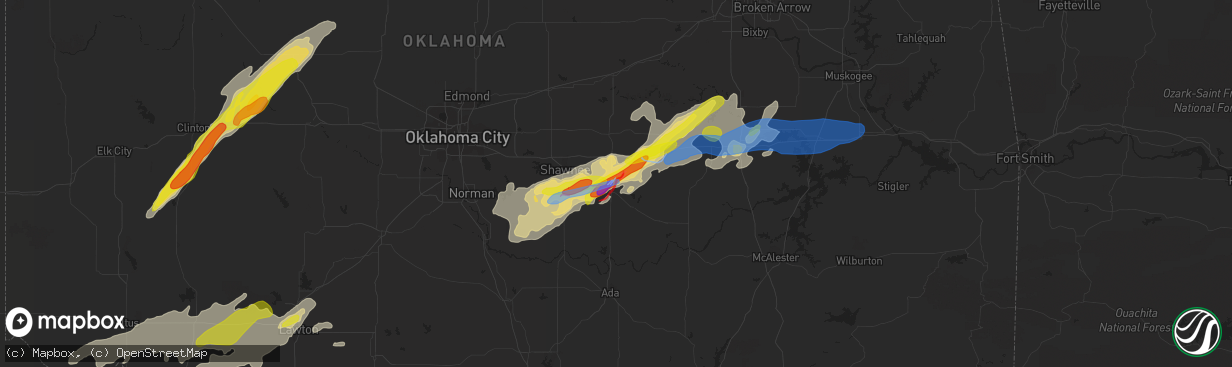 Hail map in Seminole, OK on May 4, 2022