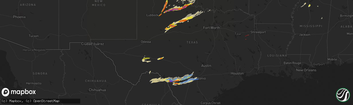 Hail map in Texas on May 4, 2022