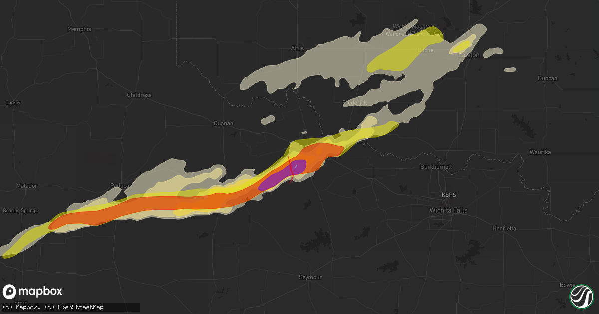 Hail map in Vernon, TX on May 4, 2022