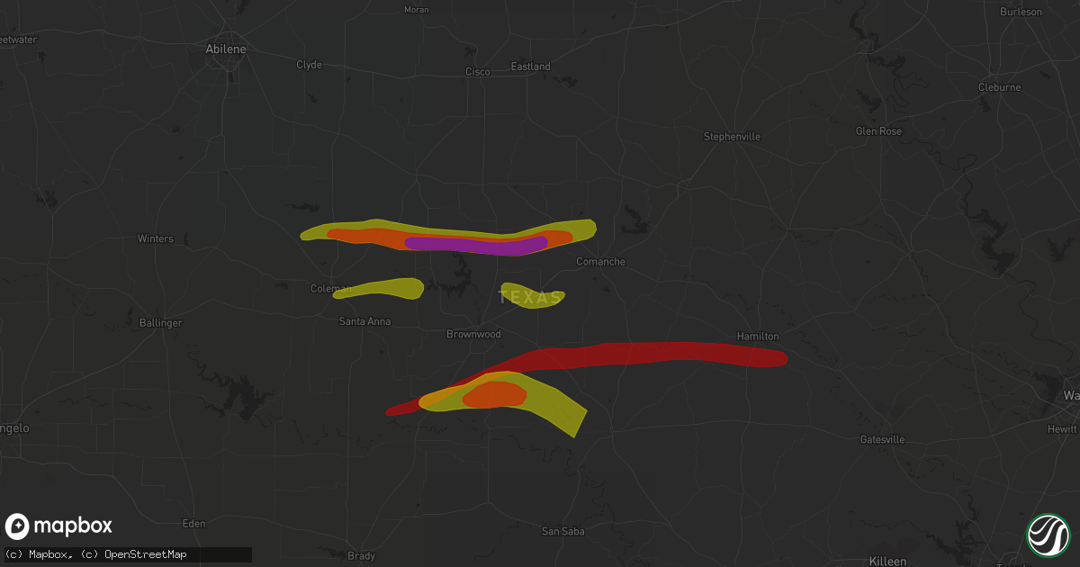 Hail map in Blanket, TX on May 4, 2023