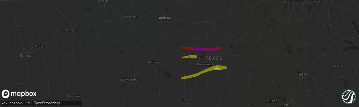 Hail map in Coleman, TX on May 4, 2023