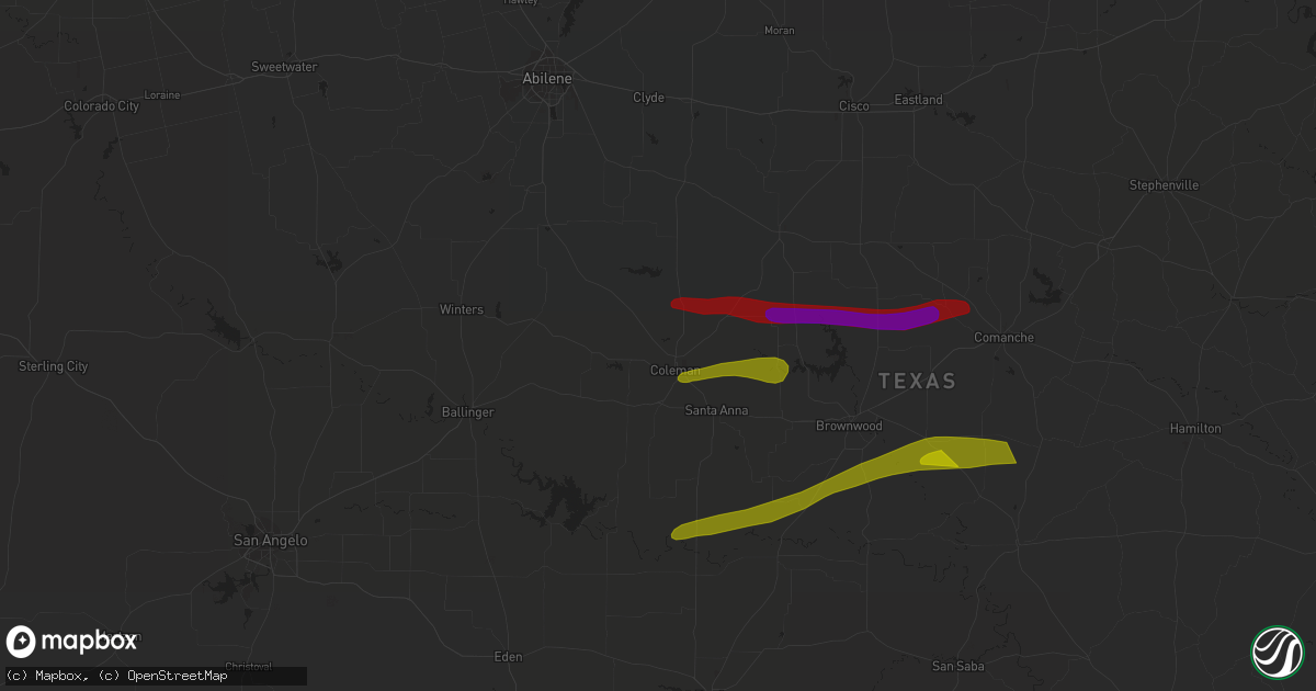 Hail map in Coleman, TX on May 4, 2023