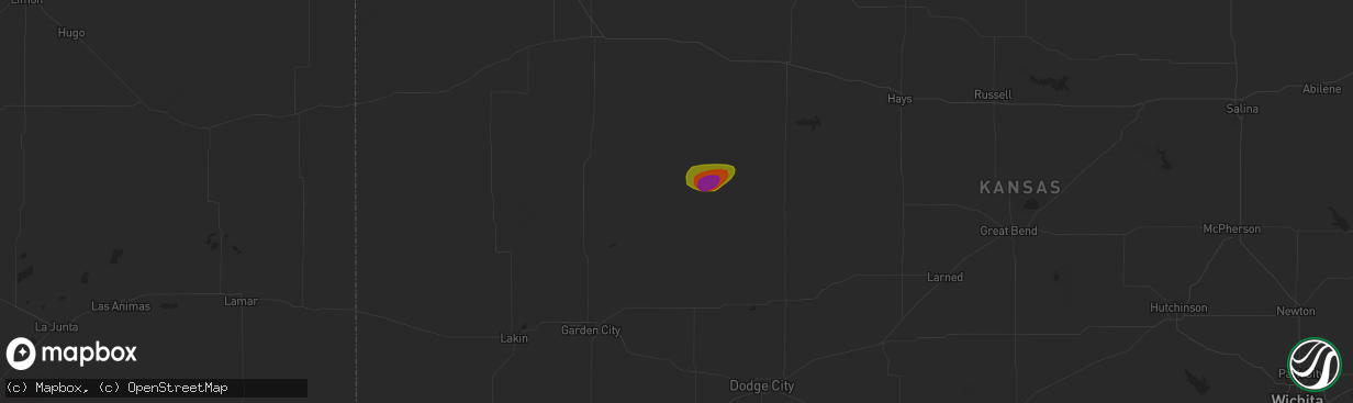 Hail map in Dighton, KS on May 4, 2023