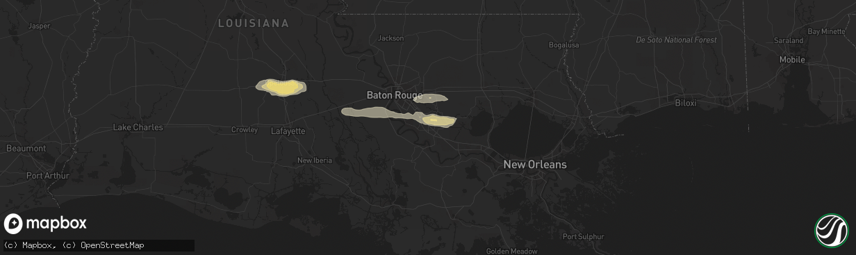 Hail map in Gonzales, LA on May 4, 2023