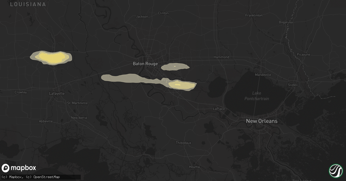 Hail map in Gonzales, LA on May 4, 2023