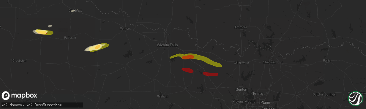 Hail map in Henrietta, TX on May 4, 2023