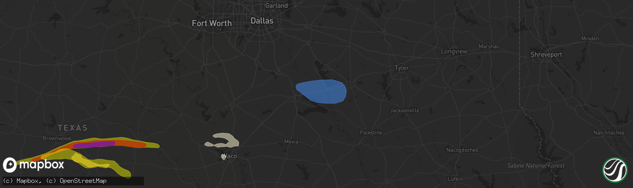 Hail map in Kerens, TX on May 4, 2023