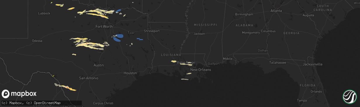 Hail map in Louisiana on May 4, 2023