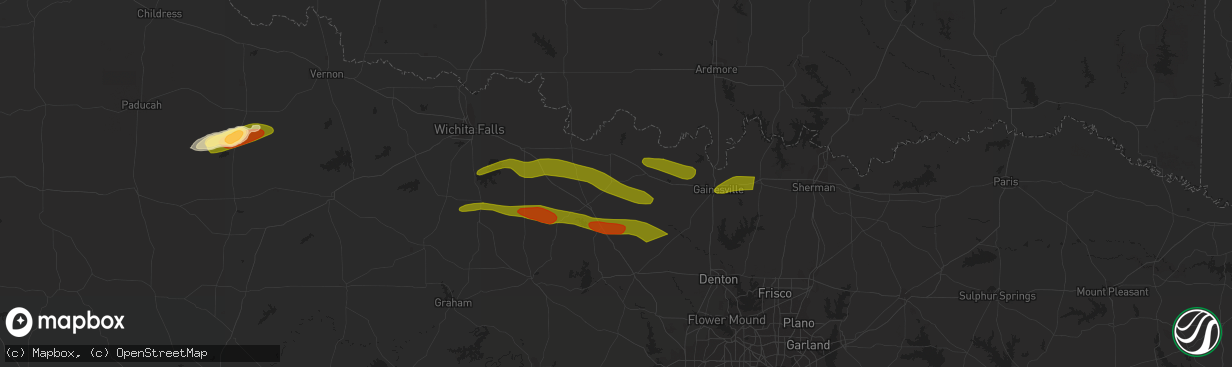 Hail map in Montague, TX on May 4, 2023
