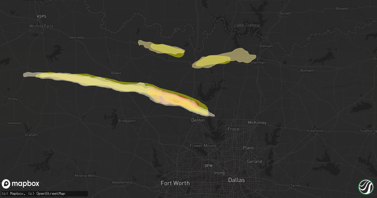 Hail map in Sanger, TX on May 4, 2023